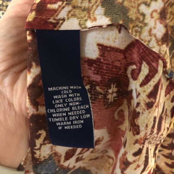 Vtg 90's Chaps Denim Ralph Lauren 2X Blouse Popover Top Persian Print Retro - Picture 7 of 7